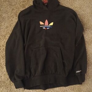 Adidas Black Hoodie with Multicolor Logo